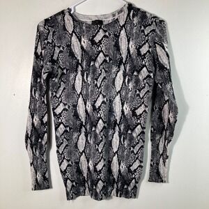 Womens Worthington Snake Pattern Round Neck Sweater Black White XS NWOT